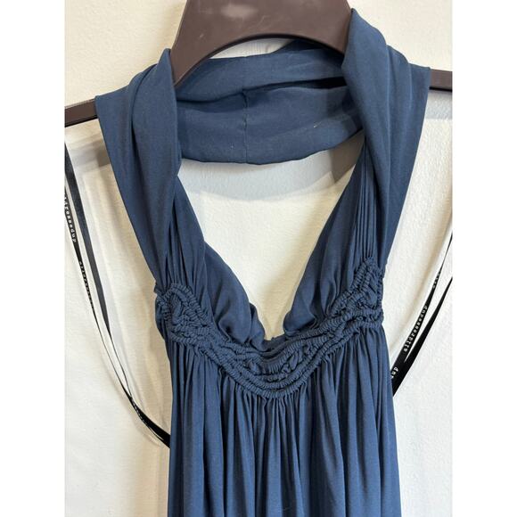 All Dressed Up Brand Silk Halter Dress Womens Size Small Blue Flowy Coastal Boho - Picture 2 of 6